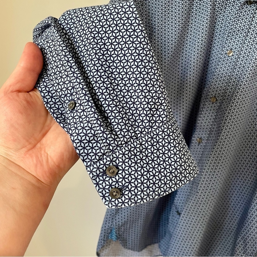Ted Baker Endurance Slim Fit Cotton Button Down Dress Shirt Blue Size 16.5" - Picture 3 of 8